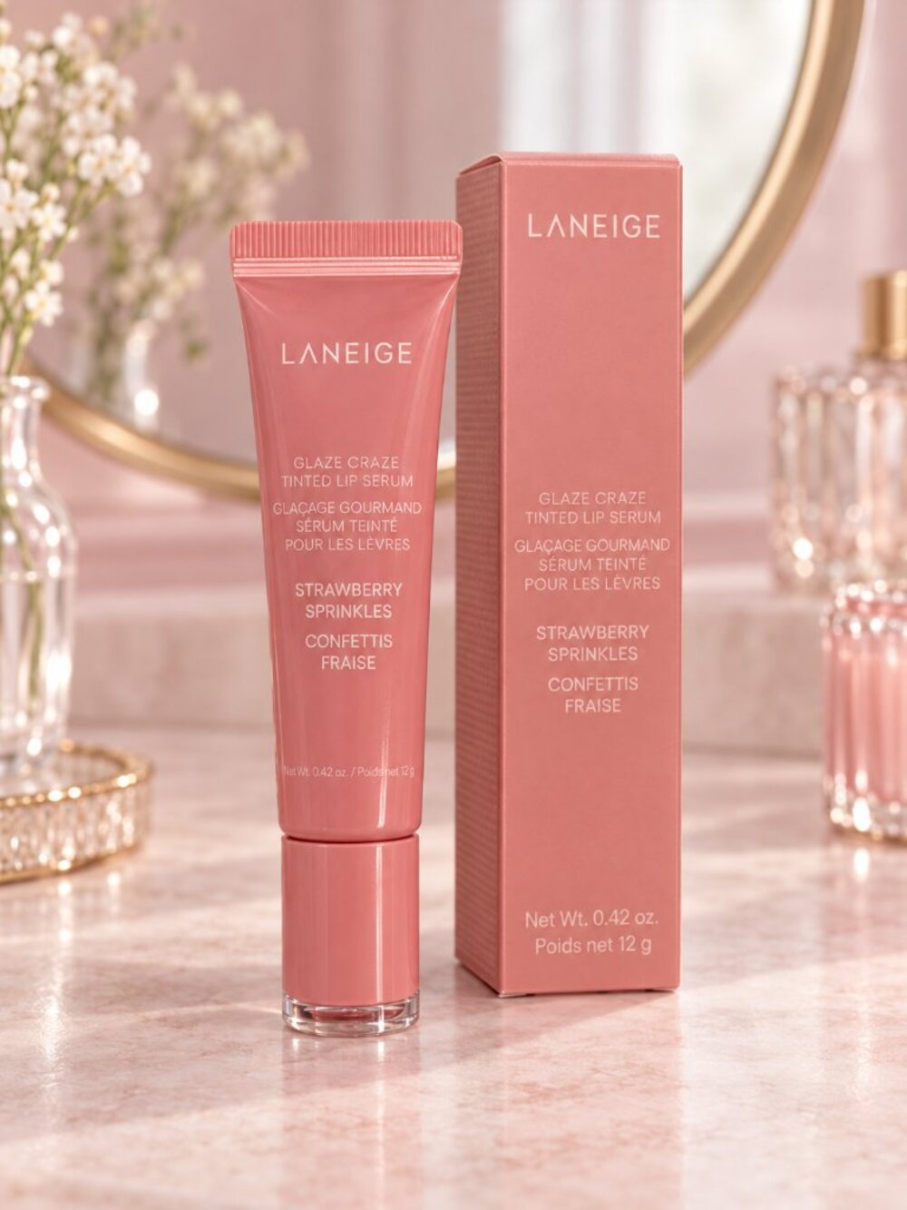 Laneige Glaze Craze Tinted Lip Serum Strawberry Sprinkles 0.42 oz NIB